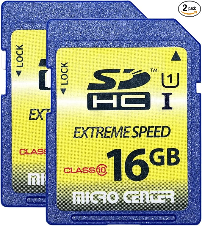 INLAND 16GB Class 10 SDHC Flash Memory Card Standard Full Size SD Chip USH-I U1 Trail Camera by Micro Center (2 Pack)