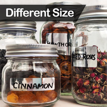 170Pcs Brightsilver Removable Labels for Jars,for Storage Bins,for Food Containers with 2 Liquid Chalk Marker(Brightsilver)