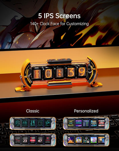 Divoom Times Gate - Cyberpunk Gaming Setup Digital Clock with Smart APP Control, WiFi Connect, RGB LED Display, Personalized Dashboard, Pixel Art for Gaming Room & Office Decor (Yellow)