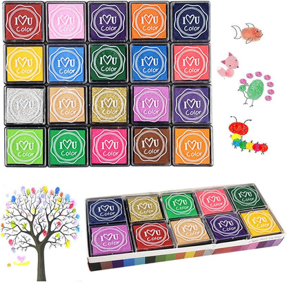 Washable Ink Pads for Kids Rubber Stamps, 20 Colors Stamp Ink Pads, Fingerprint Crafts Stamp Pad for Kids, Paper, Scrapbooking, Wood Fabric