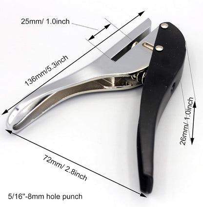 Metal Silver Hand-held 5/16 inch 8mm Round Heavy Duty Single Circle Hole Punch for ID Cards PVC Cards Badge Photos