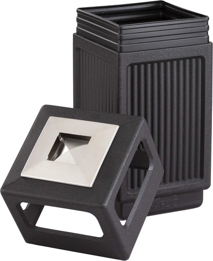Safco Canmeleon Trash Can, Indoor and Outdoor Use, Durable & Weather-Resistant Commercial Garbage Can with Ashtray, Black