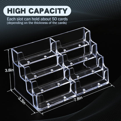 Acrylic Business Card Holder for Desk,4-Tier Clear Plastic Display Stand with 8 Pockets, Holds 400 Cards,ldeal for Office & Workspace Organization
