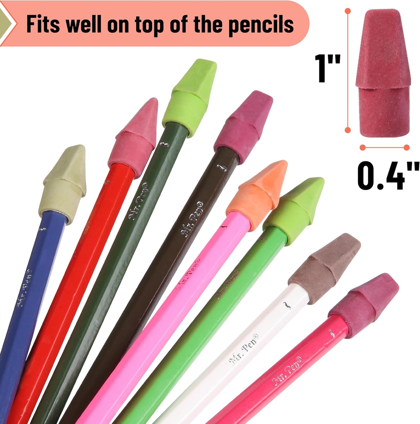 Mr. Pen- Pencil Erasers Toppers, 120 Pack, Late Harvest Color Scheme, Latex Free, No Smudge, Mr Pen Erasers for Pencils