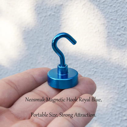 Neosmuk Magnetic Hooks,Heavy Duty Earth Magnets with Hook for Refrigerator, Extra Strong Cruise Hook for Hanging, Magnetic Hanger for Cabins, Grill (Blue, Pack of 4)