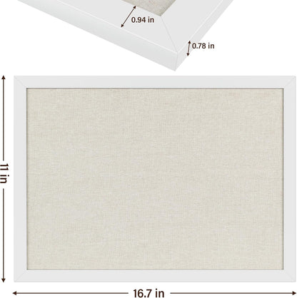 Cork Board Bulletin Board 16.7" x 11", 2-Pack Small Linen Corkboards with Frame for Walls, Cute Picture Display Pin Board Vision Board for Room School Office Bedroom 25 Pushpins Vintage White