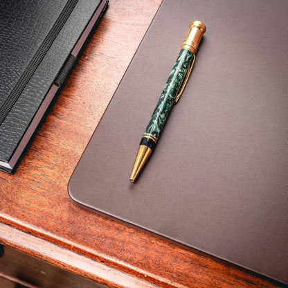 Dacasso 17" x 14" Brown Leatherette Luxury Conference Pad - Leather Desk Blotter for Writing - Boardroom Organization & Executive Table Decor