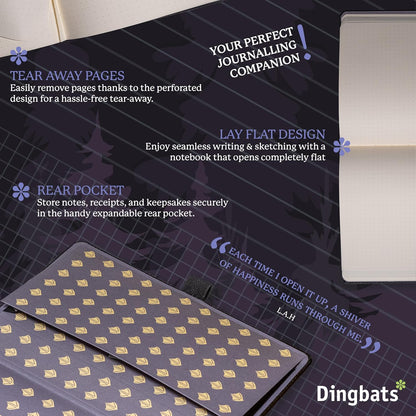 Dingbats* Wildlife Plain Writing Journal Notebook A5 - Vegan Leather Hardcover - Ideal for Work, Travel - Pocket, Elastic Closure, & Bookmark