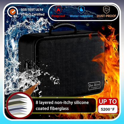 Fireproof Document Organizer Bag with Lock, 13 Labeled Pockets & Passport Pouch – Waterproof File Folder for Home, Office & Travel