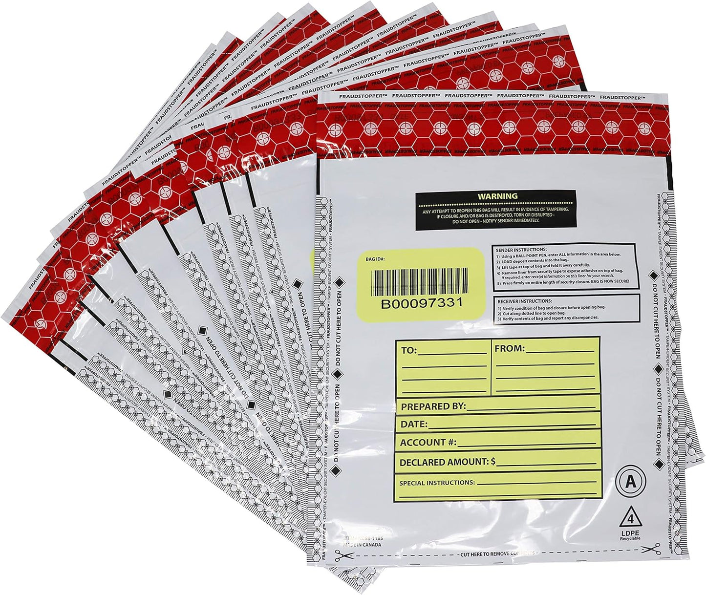 Nadex Tamper Evident Cash and Coin Bank Deposit Bags for Fraud Prevention, 9 x 12, Opaque, 50 Pack