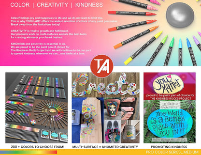 TOOLI-ART 22 Acrylic Paint Markers Paint Pens Pro Color Series Set 3mm Medium Tip for Rock Painting, Glass, Mugs, Wood, Metal, Glass Paint, Canvas, DIY. Non Toxic, Waterbased, Quick Drying (YELLOWS)