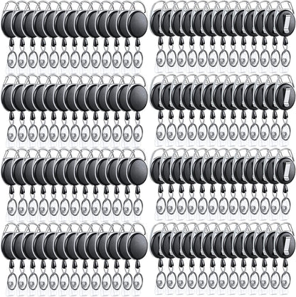 Laumoi Retractable ID Badge Holder Badge Reel with Belt Clip and Key Ring, Name ID Badge Clips Keychain for Office Worker Doctor Nurse Employee (Black,90)