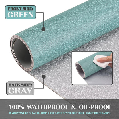 K KNODEL Large Office Leather Desk Mat, Mouse and Keyboard Pad, Computer and Laptop Mat, Desktop Protector and Cover, Writing Pad and Blotter (47.2"x17", Green)