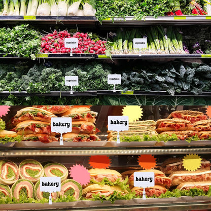 20Pack Mini Chalkboard Signs with Rotatable Clip, Erasable Double Sided Blackboard Clips Plastic Merchandise Sign Display Clip Holder for Food, Store Signs Displays (White)