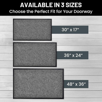 Sierra Concepts Front Door Mat Welcome Mats 2-Pack - Indoor Outdoor Entryway Mats for Shoe Scraper, Ideal for Inside Outside Home High Traffic Area, Battleship Gray 30 Inch x 17 Inch