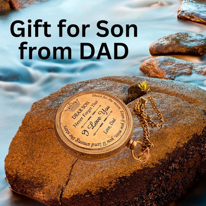 Gift for Son from Mom Dad | Engraved Compass 2" - Father to Son Gifts, Mom to Son Gifts for Graduation 2025, Birthday Baptism Confirmation Communion