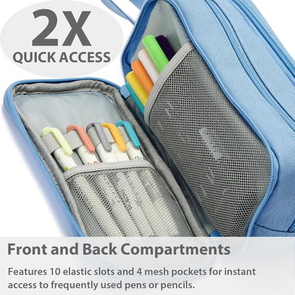 Pencil Case Pouch Box Bag School Supplies Girls Boys Kids, Cute Preppy Stuff Big Capacity Aesthetic Pen Organizer, Back to College Stationary, Cornflower Blue, Extra Large Style, 2300ml