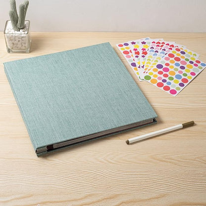 Photo Album Self Adhesive Scrapbook 3x5 4x6 5x7 6x8 Magnetic Album DIY Scrap Book 11x10.6 Inch 40 Black Sticky Pages Linen Cover DIY Photo Album(Green)