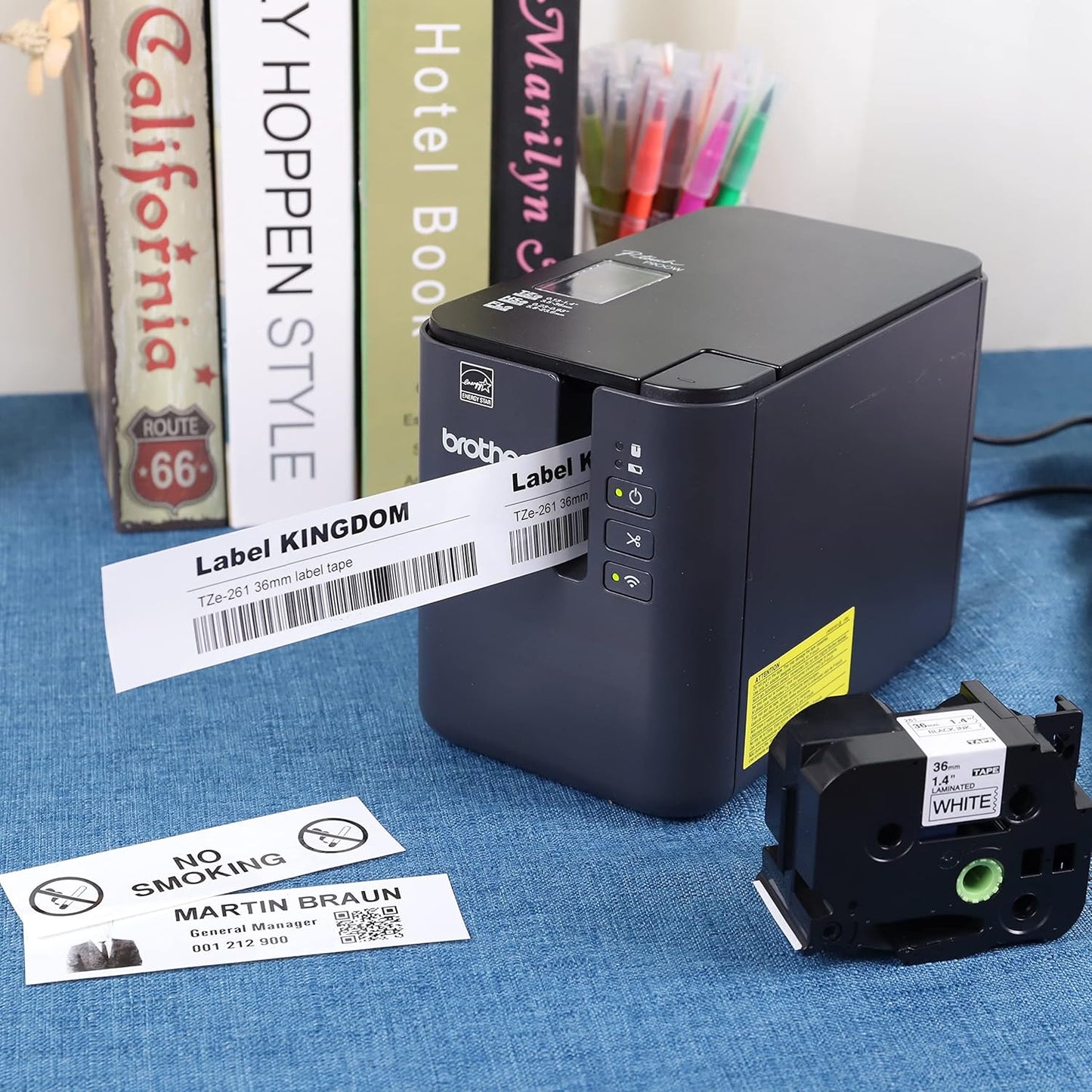 Label KINGDOM TZe-261 36mm Label Tape Replacement for Brother P-Touch TZe261 1 1/2" Black on White TZe Tape 36mm 1.4" Laminated White Compatible with Brother P Touch PT-530 PT-P900W PT-P910BT, 3-Pack