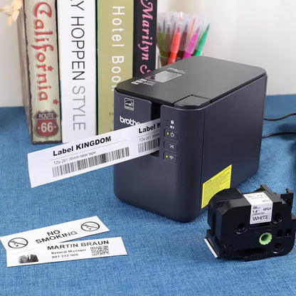 Label KINGDOM TZe-261 36mm Label Tape Replacement for Brother P-Touch TZe261 1 1/2" Black on White TZe Tape 36mm 1.4" Laminated White Compatible with Brother P Touch PT-530 PT-P900W PT-P910BT, 3-Pack