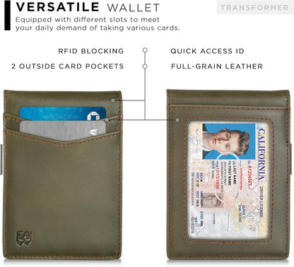 SERMAN BRANDS Money Clip Wallet - Mens Wallets slim Front Pocket RFID Blocking Card Holder Minimalist Mini Bifold