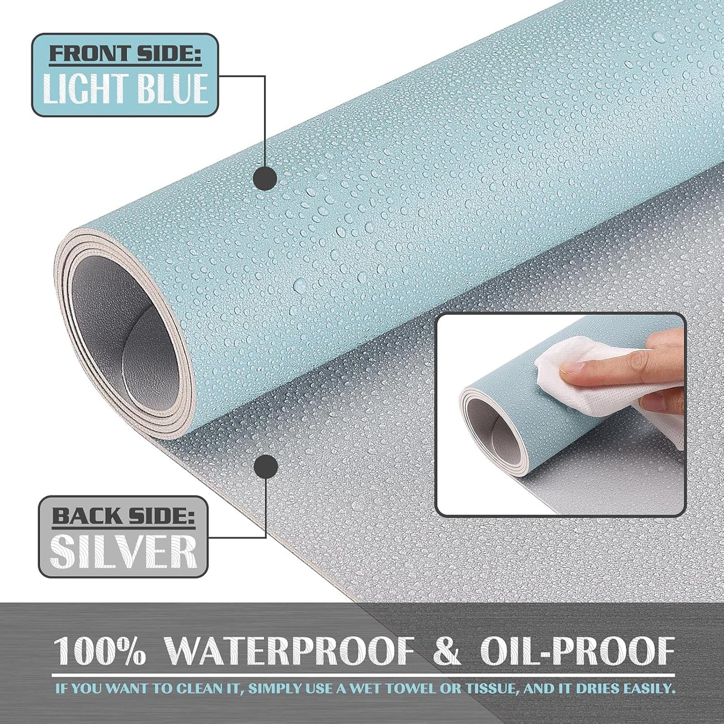 K KNODEL Large Office Leather Desk Mat, Mouse and Keyboard Pad, Computer and Laptop Mat, Desktop Protector and Cover, Writing Pad and Blotter (31.5"x15.7", Light Blue)