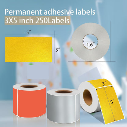 PARLAIM 3 X 5 Inch Rectangle Adhesive Color Coding Stickers,Square Colorful Inventory Stickers -250 Per Dispenser Box(Gold)
