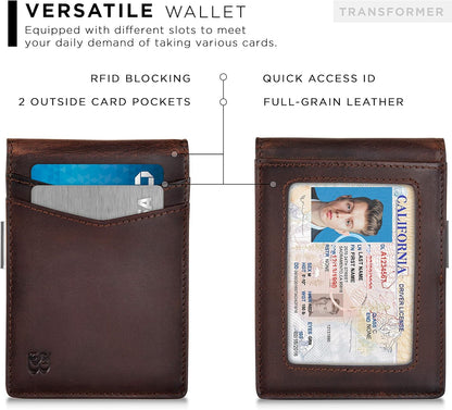 SERMAN BRANDS Money Clip Wallet - Mens Wallets slim Front Pocket RFID Blocking Card Holder Minimalist Mini Bifold