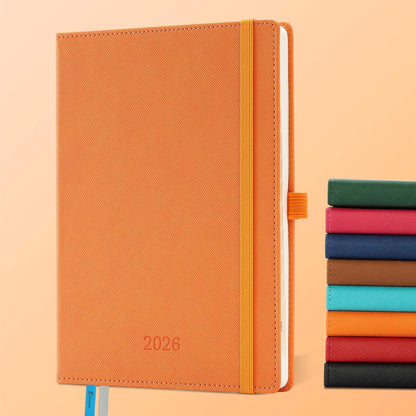 IN-LUXPRO Weekly Monthly 2026 Planner (Jan.26-Dec.26),8.5"x6.5",12 Months Agenda Plan with Month Tabs & Pocket,Expenses/Note Pages, Appointment Book Calendar with Hardcover Vegan Leather Cover,Orange