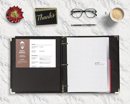 Samsill Leather Binder, Classic Collection, 3 Ring, Executive Presentation Portfolio, 1 Inch (Holds 200 Sheets), Brass Round Ring, Black