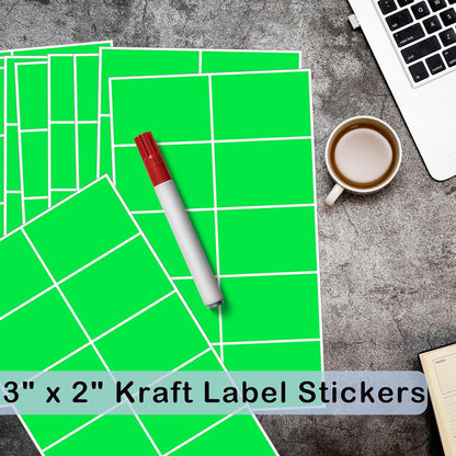 240 Pack Green Label Stickers,3"x2" Rectangular Sticker Labels,Large Name Labels for Kids Clothing