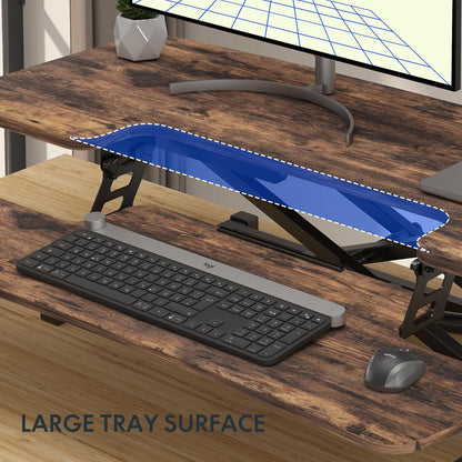 FLEXISPOT Height Adjustable Standing Desk Converter 42" Sit-to-Stand Desk Riser with Wide Keyboard Tray Workstation for Home and Office, Rustic Color (Rustic Brown, 42")