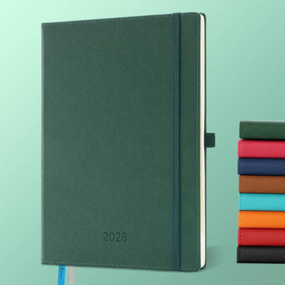 IN-LUXPRO Weekly Monthly 2026 Planner (Jan.26-Dec.26),11.5"x8.5",12 Months Agenda Plan with Month Tabs & Pocket,Expenses/Note Pages, Appointment Book Calendar with Hardcover Vegan Leather Cover,Green