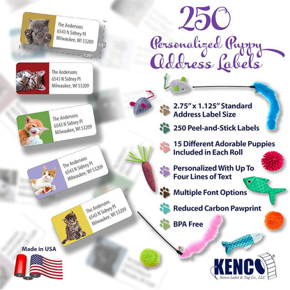 Customized Personalized Address Labels - Made in The USA by Kenco (250 Labels, Kittens)