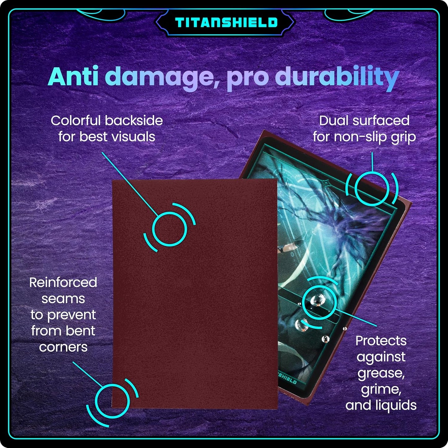 TitanShield (150 Sleeves, Bordeaux Red) Compatible with Standard Sized Board Games, MTG Magic The Gathering, Pokemon, Lorcana and Trading Cards 2.5" x 3.5" 66x91mm
