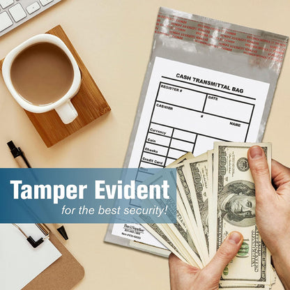 BankSupplies Cash Transmittal Bags | Tamper Evident | 6W x 9H | Case of 100 | Clear Polyurethane Film & Side Weld Seams | Audit Friendly | For Currency, Coin, Checks & Receipts