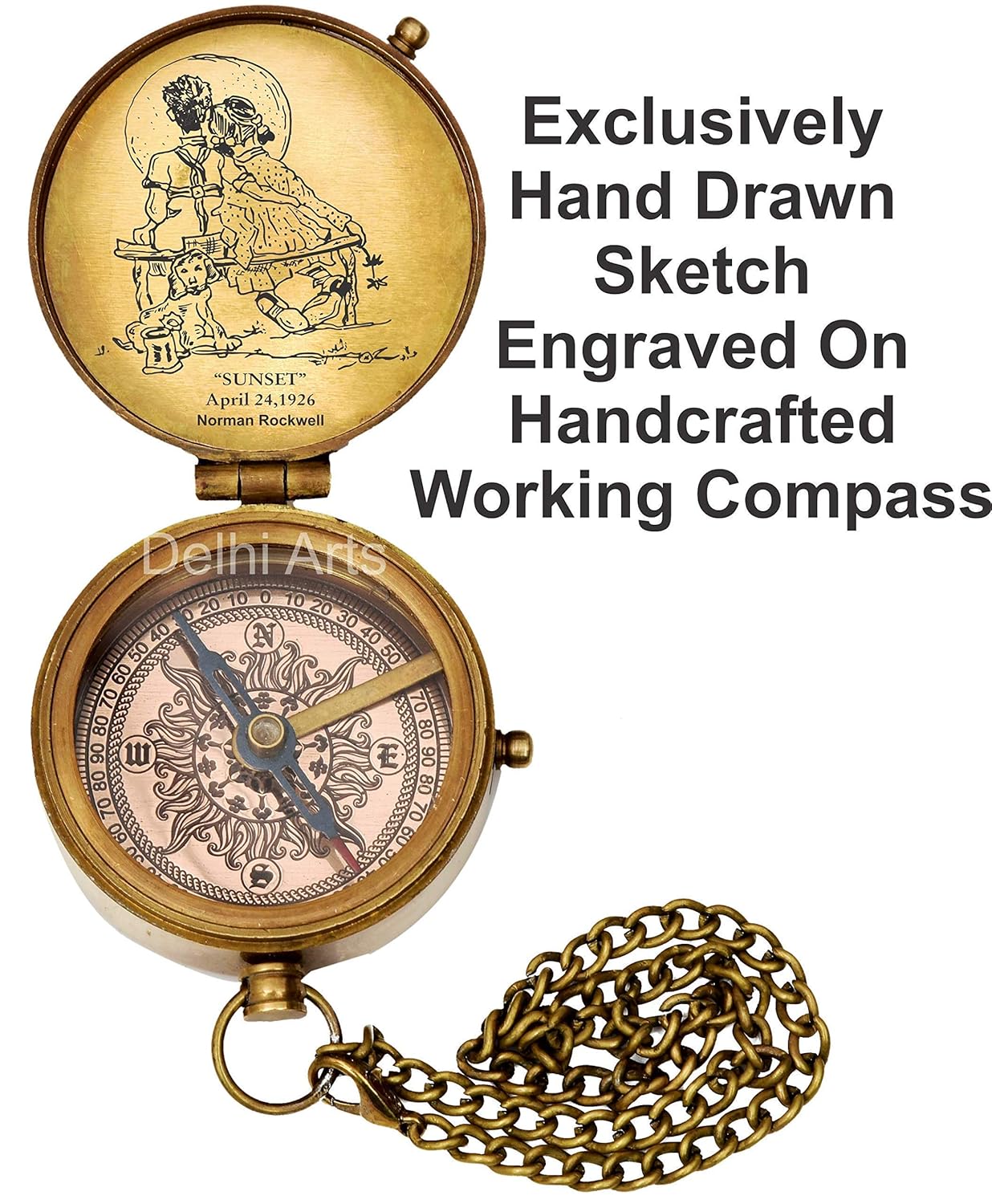 grow old along with me engraved compass with norman rockwell "sunset" engraving, valentine gift, anniversary gift, birthday, long distance, love, Sorry, Keepsakes, old memories, Love momentos