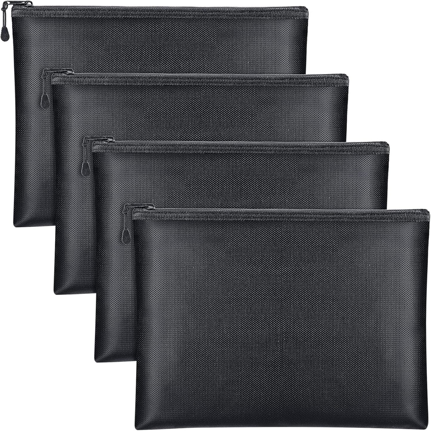 4 Pack Fireproof Document Bags 13.4 x 9.4 Inch Waterproof and Fireproof Money Bag Document Holder with Zipper Fireproof Safe Storage Bag for A4 Documents, Money, Passport and Tablet