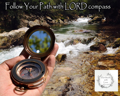 Trust in The Lord With All Your Heart - Proverbs 3:5-6 Quote Engraved Compass With Wooden Box, Greeting Card, Gift Compass, Graduation Day Gifts 2024 for Women Men Boys Girls