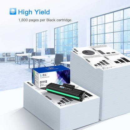 LxTek Compatibile Toner MLT-D111S Sostituzione per Samsung MLT-D111S D111S per Samsung Xpress M2026W M2026 SL-M2070 SL-M2070W SL-M2070F SL-M2070FW M2020W M2020 M2022 M2022W, 2 Nero