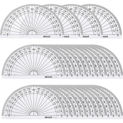 eBoot 28 Pack Clear 180 Degree Plastic Protractors for Angle Measurement, 10 cm