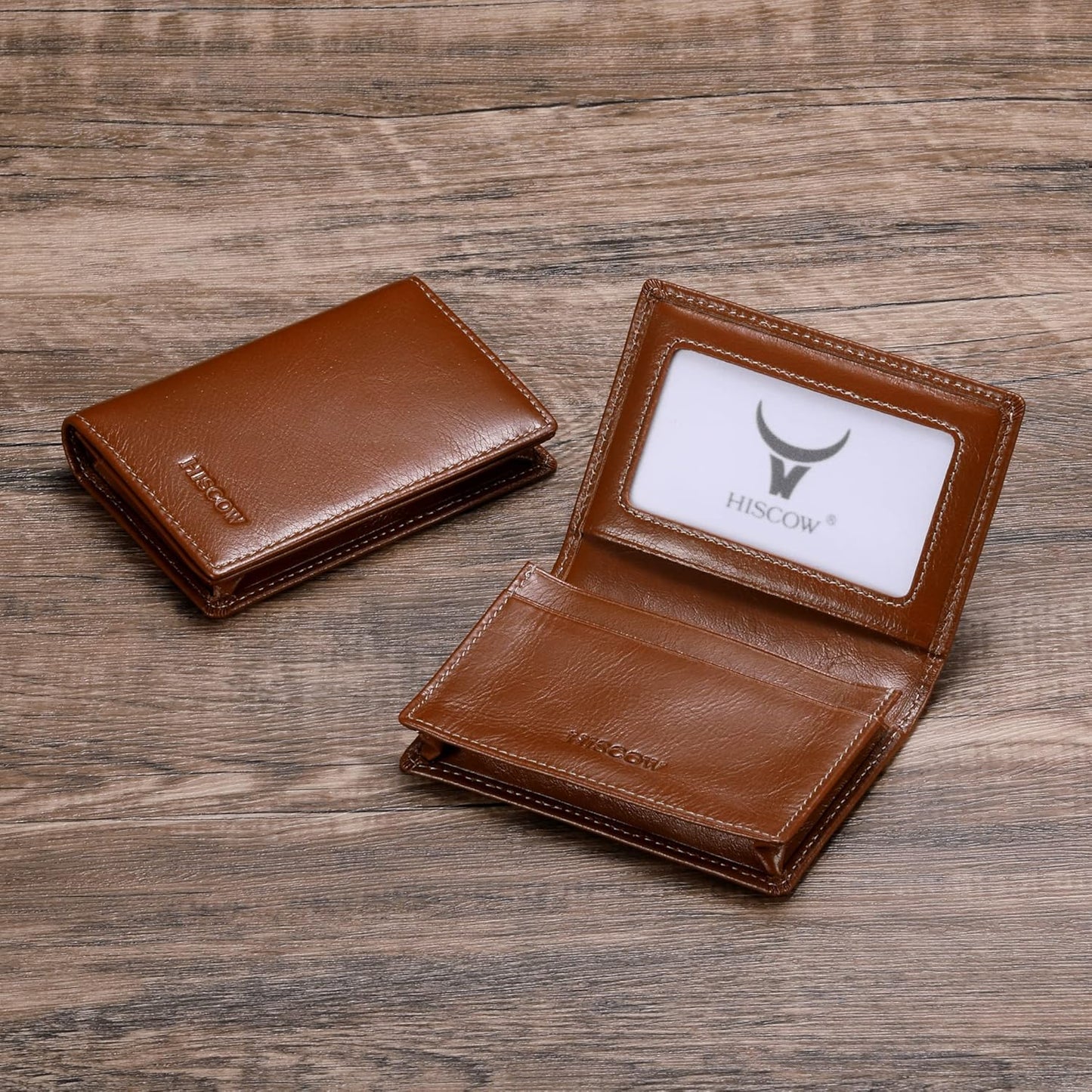 Leather Business Card Case Holder for Men & Women, Italian Calfskin