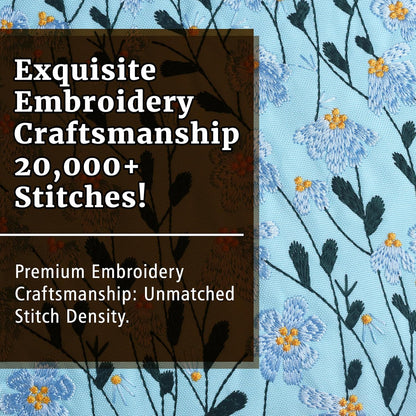 LParkin Daisy Flower Embroidery Book Sleeve with Zipper for Readers Protector Cover Gift for Book Lovers, 11x 8.5 Inch Washable Fabric, Daisy Blue
