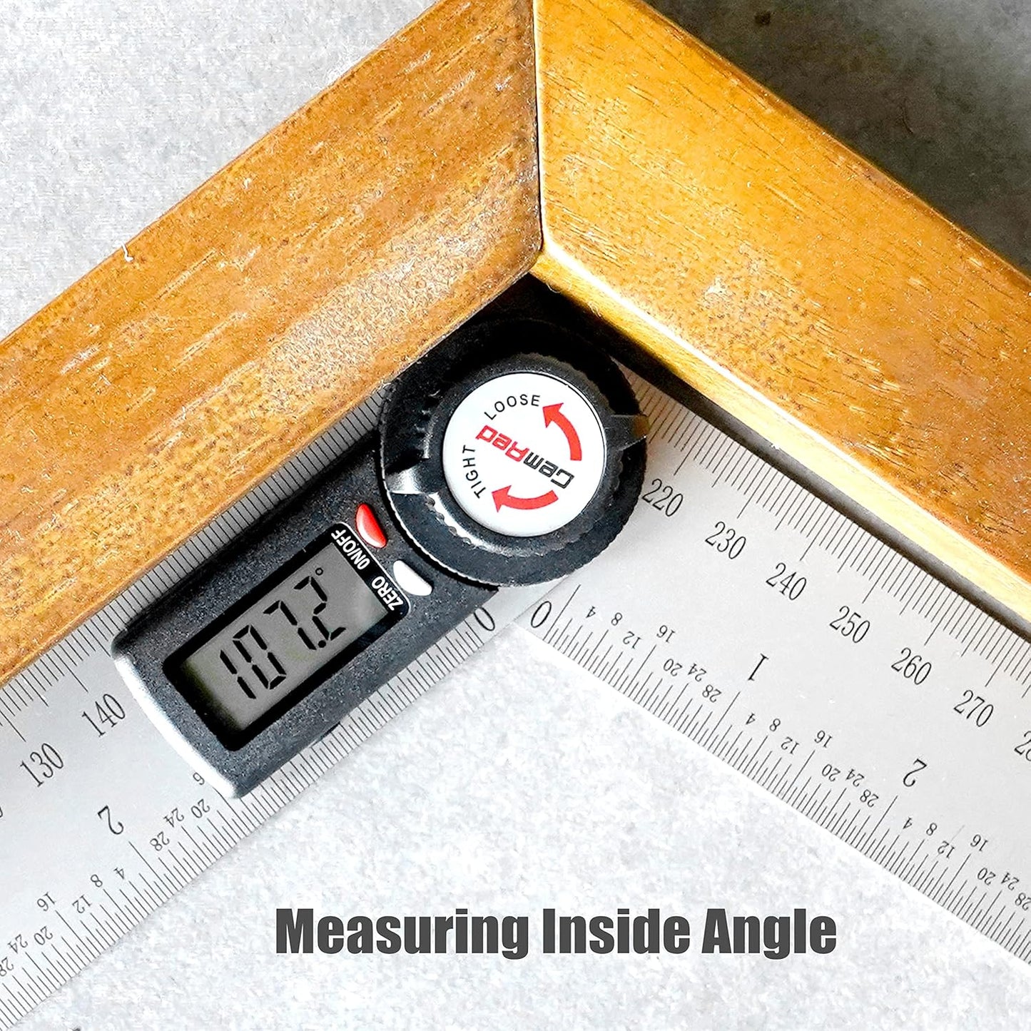 GemRed 82305 Digital Angle Finder Protractor-Stainless steel (white&red button)