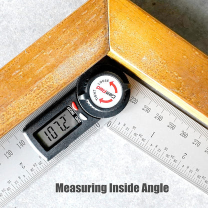 GemRed 82305 Digital Angle Finder Protractor-Stainless steel (white&red button)