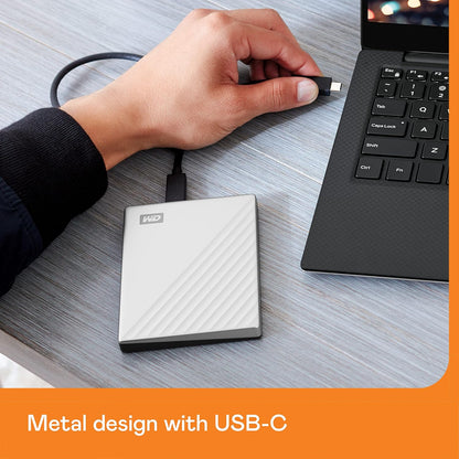 WD 2TB My Passport Ultra, Silver, Portable External Hard Drive, backup software with defense against ransomware, and password protection, USB-C and USB 3.1 - WDBC3C0020BSL-WESN