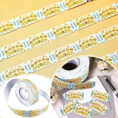 TaoBary 2 Rolls 1000 Pcs Raffle Tickets Single Roll Cartoon Smile Face Raffle Tickets for Events Wedding and Parties (Cartoon)