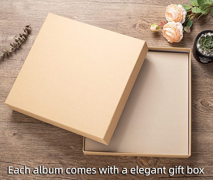 Large Photo Album Self Adhesive 4x6 5x7 3x5 8.5x11 Magnetic Scrapbook DIY Scrap Book Length 13 x Width 12.8 (Inches) 120 Sticky Pages Beige Linen Cover DIY Photo Album