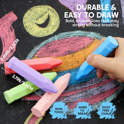 JOYIN 144 PCS Cone Shaped Washable Sidewalk Chalks, 12 Colors, Non-Toxic Jumbo Colored Chalk for Toddlers 1-3, Painting for Outdoor Art, School Supplies, Classroom Must Haves