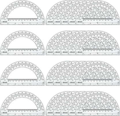 EBOOT 24 Pack Plastic Protractors Math Protractor 180 Degrees 6 Inch (Clear)